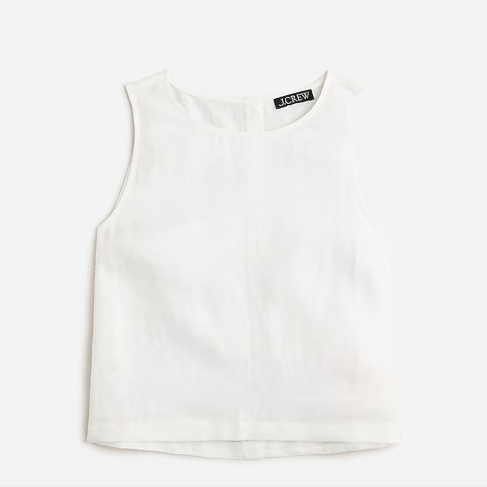 J. CREW  Maxine button-back Top 100%  Linen, In White NWT BY704